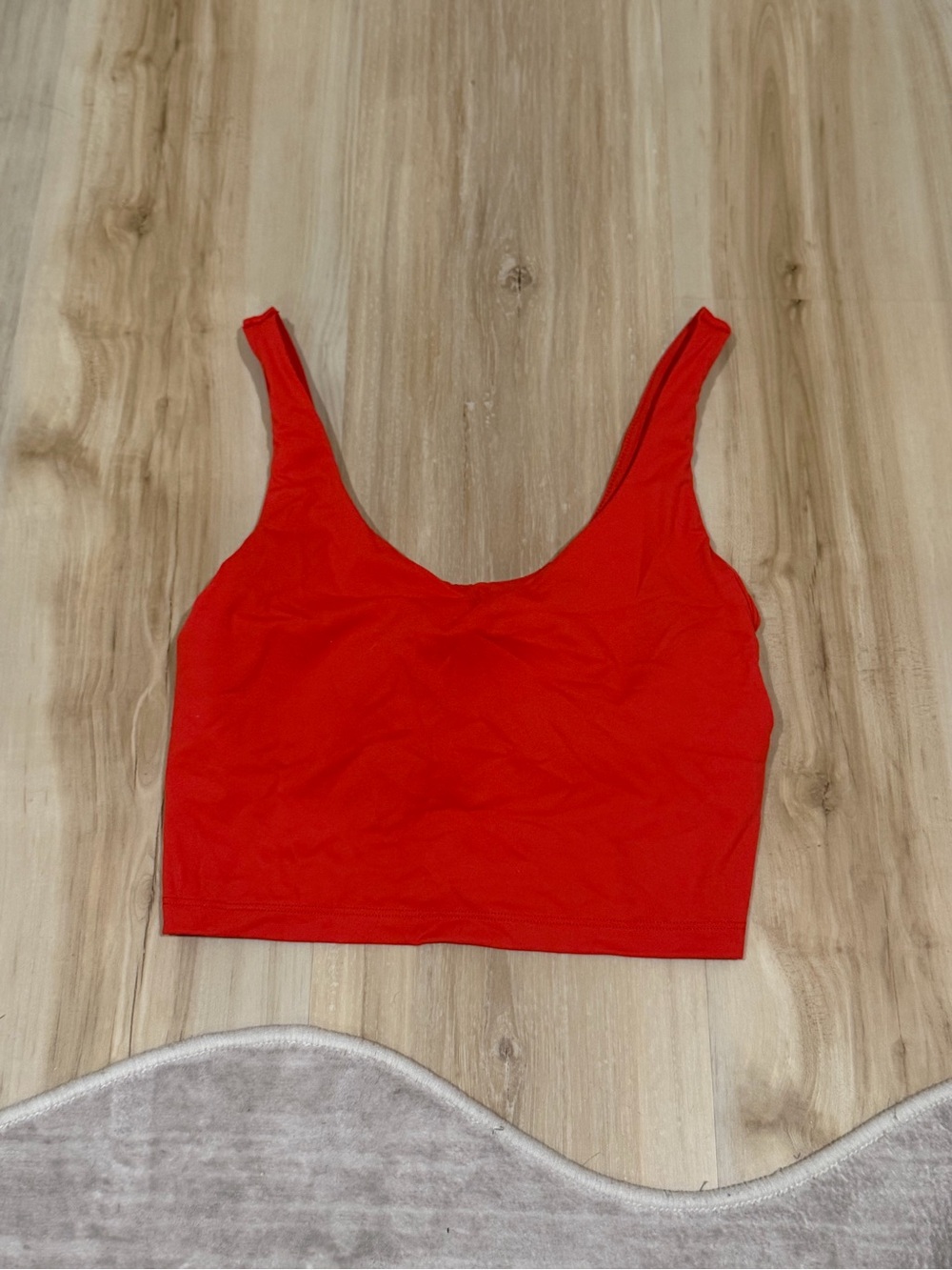 Red Scoop Neck Crop Tank Top - Women